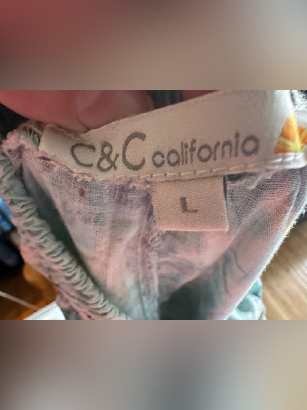 C&C California Tropical Print Ankle Pants in Teal, Pink, Aqua - Picture 9 of 10